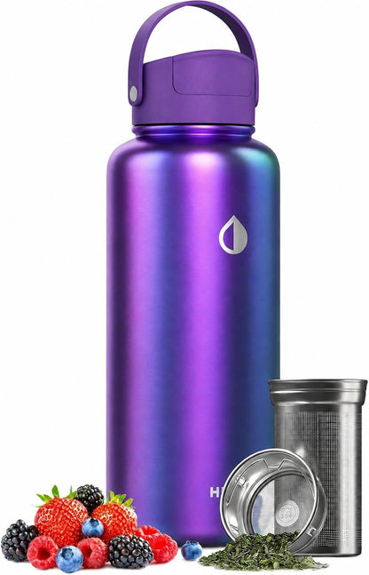 22 oz Ceramic Lined Tea Infuser Travel Tumbler, Micro-Mesh Stainless Steel Infuser, Pure Taste Ceramic Interior, Triple Insulated 12hr Hot Cold, Dual Sip & Straw Lid, Scratch-Resistant
