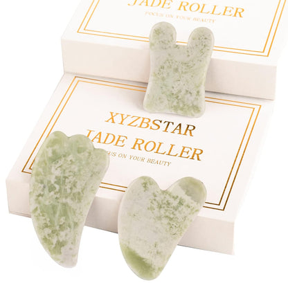 Jade Roller for Face, Facial Roller Massager Skin Care Tool, Gua Sha Facial Tools for Face, Neck, Eyes, Reduce Puffiness of The Skin - White