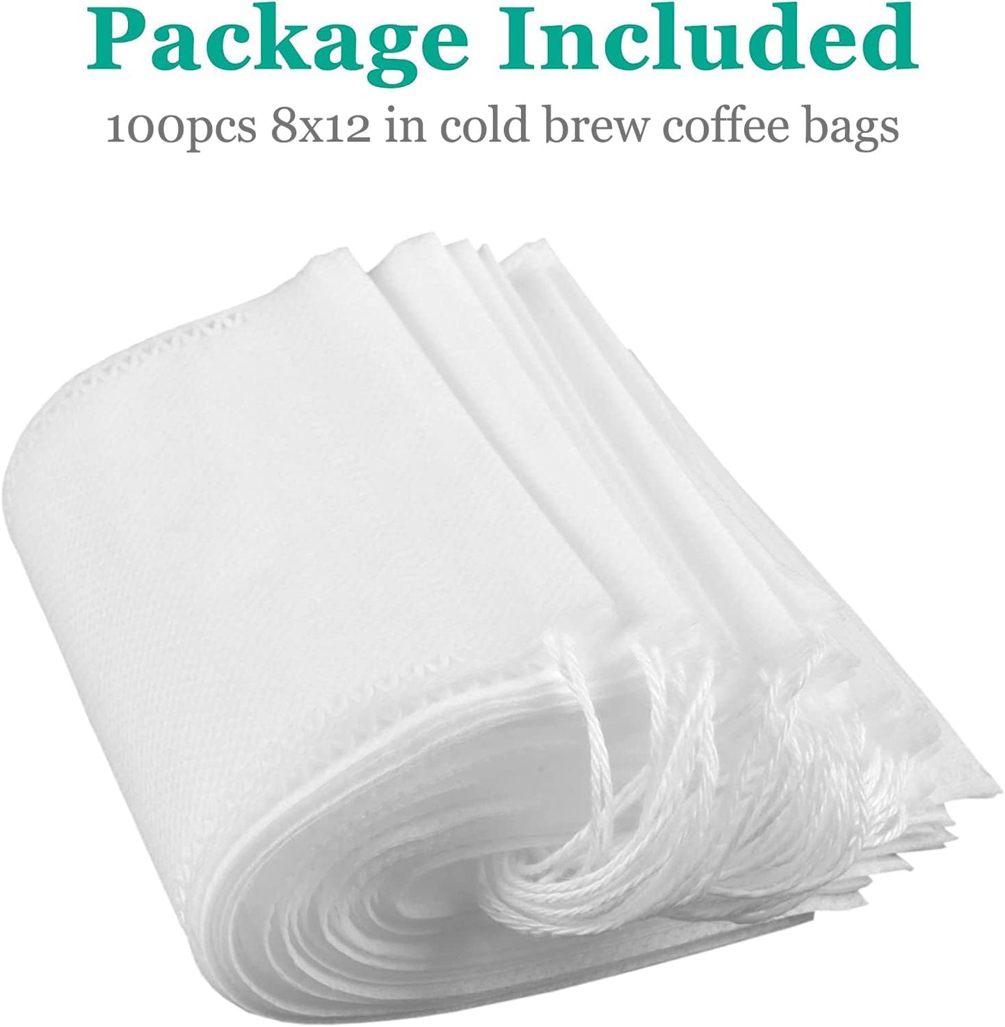 Yzurbu 200pcs 4''x6'' Cold Brew Coffee Filter Bags, No Mess Disposable Filter Bag with Drawstring for Coffee Grounds & Ice Tea