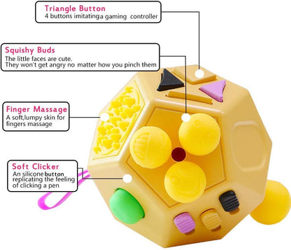 12 Sided Finger Cube Toys, Fidget Toys Relief Stress, Autism and Anxiety Depression for Kids Adults (Blue, Normal)