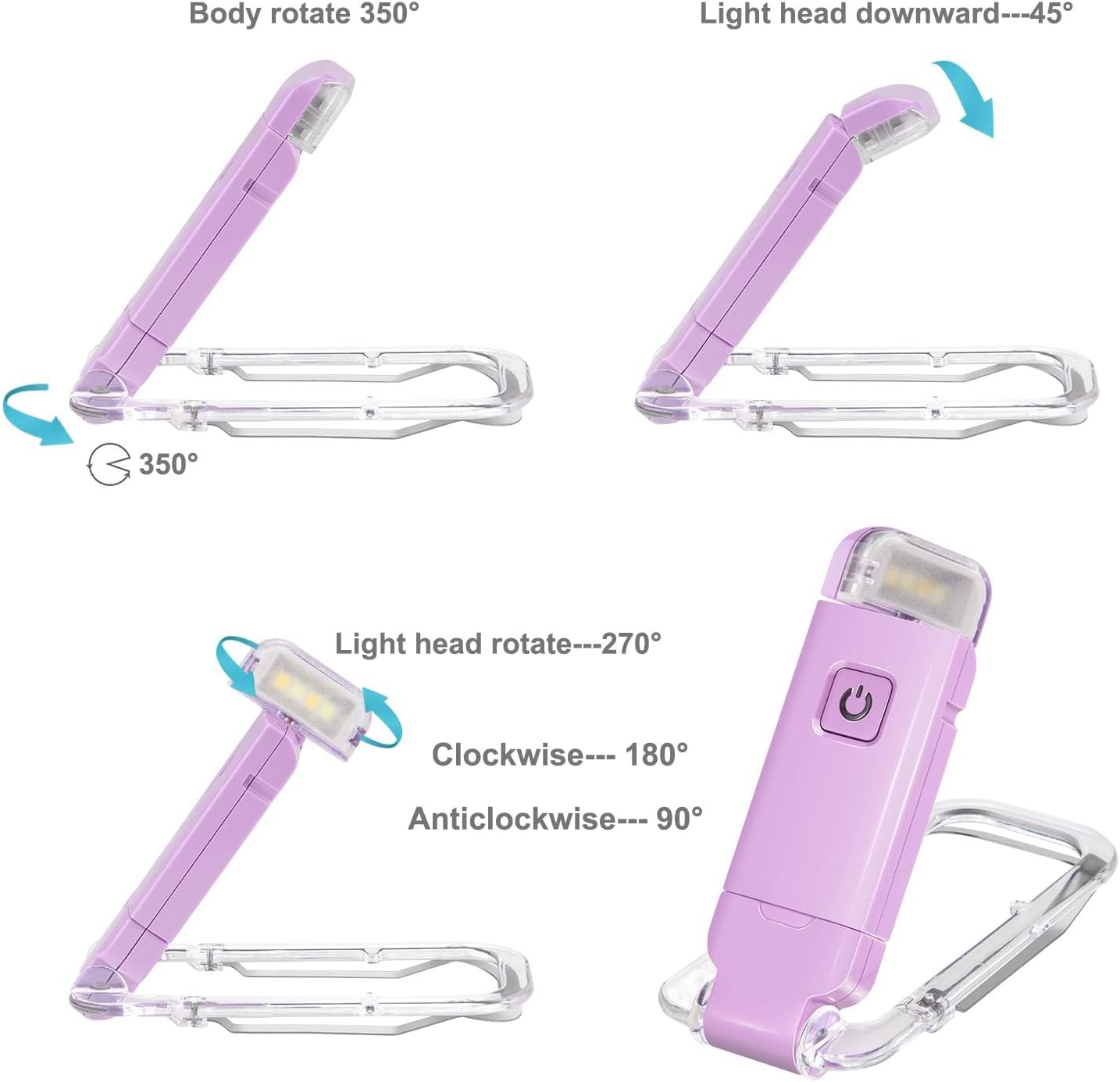 HONWELL Rechargeable Book Light, Clip On LED Reading Lights for Kids Reading in Bed, 3 Brightness Levels Dimmable Bookmark Light for Eye-Protection, Portable Reading Lamp for Bookworms, Travel(Orange)
