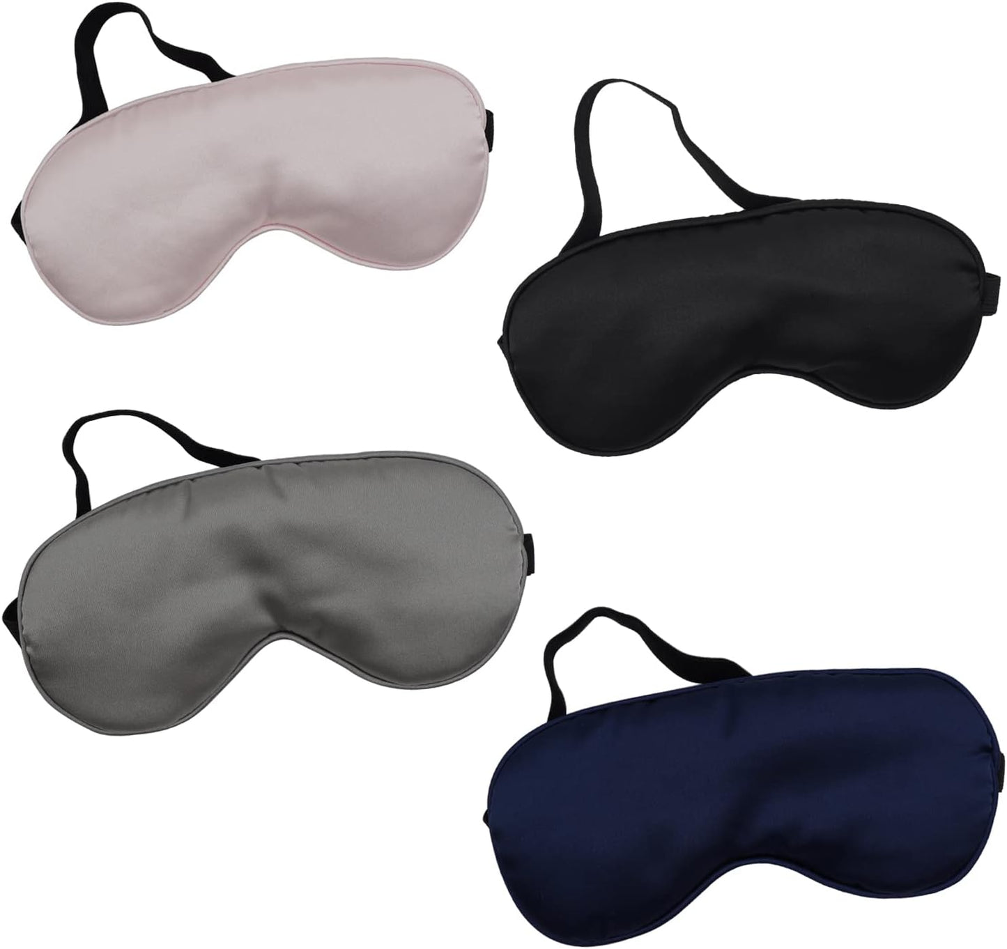 LERSVICVIL Sleep Mask 4 Pack Silk Eye Cover Soft Satin Blindfold Elastic Strap Night Eyeshade Travel Nap for Women Men