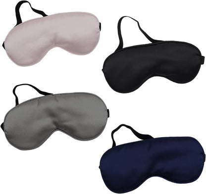LERSVICVIL Sleep Mask 4 Pack Silk Eye Cover Soft Satin Blindfold Elastic Strap Night Eyeshade Travel Nap for Women Men