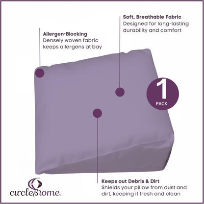 CirclesHome Pillow Protectors 4 Pack Standard Zippered - 100% Cotton Breathable Pillowcases - Protects Pillows from Dirt, Dust and Debri (Standard - Set of 4 - 20x26)