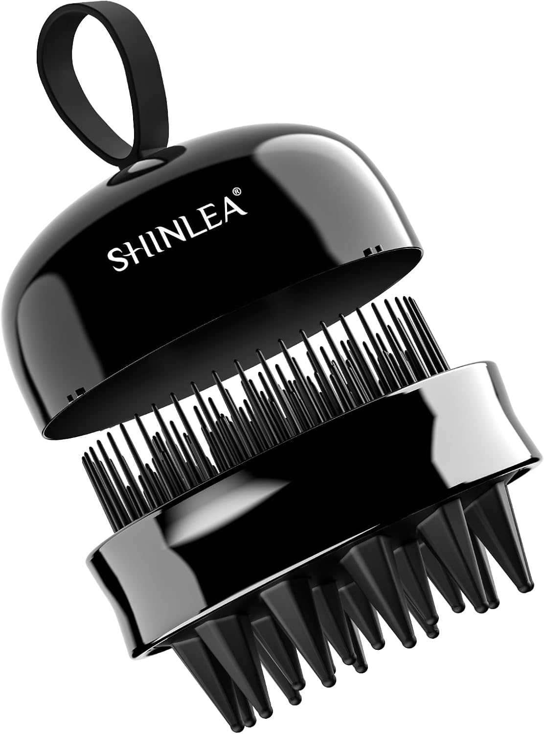 SHINLEA 2 in 1 Scalp Massager Hair Growth,Scalp Scrubber with Soft Silicone Bristles for Dandruff Removal,Shampoo Brush for Exfoliation,Head Massager for Both Wet and Dry Use (Black)