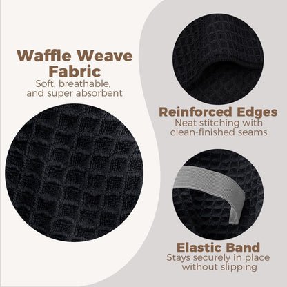 HOMEXCEL 5 Pack Microfiber Hair Towels - 40 x 20 inches Super Soft, Fast Drying Turbans for Long, Thick, Curly Hair - Anti Frizz Wrap with Elastic Strap