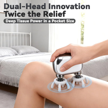 Pocket Massage Gun, Dual Heads Mini Muscle Massager with Brushless Motor, 3 Massage Heads, Portable Deep Tissue Massager for Travel, Gym, Gifts for Men Women Dad Mom