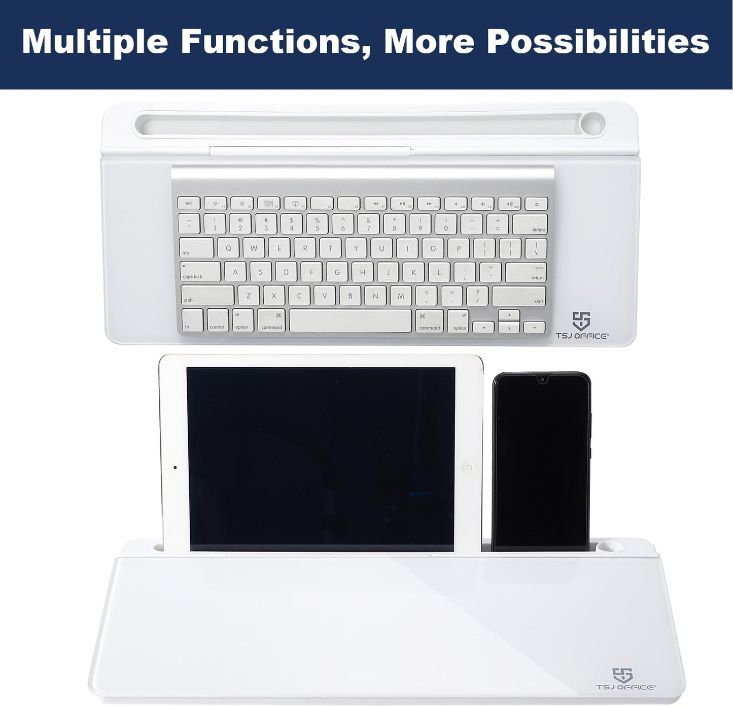 TSJ OFFICE Whiteboard Weekly Dry-Erase-Board - Desktop White Board Calendar Desk Organizers with Accessories Computer Keyboard Stand with Drawer, for Office, Home, School Supplies - White Calendar