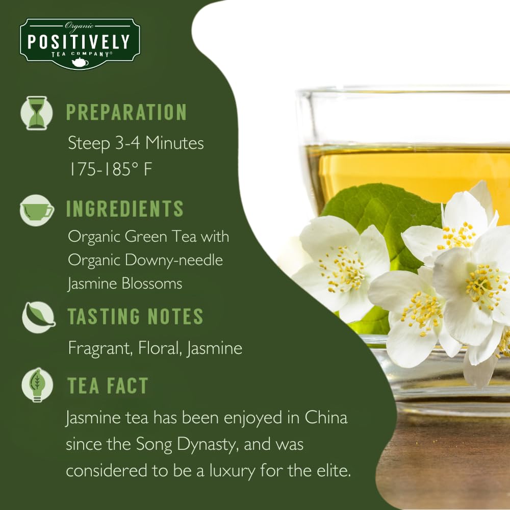 Positively Tea, Organic Jasmine Green Tea, Loose Leaf, 16 Ounce
