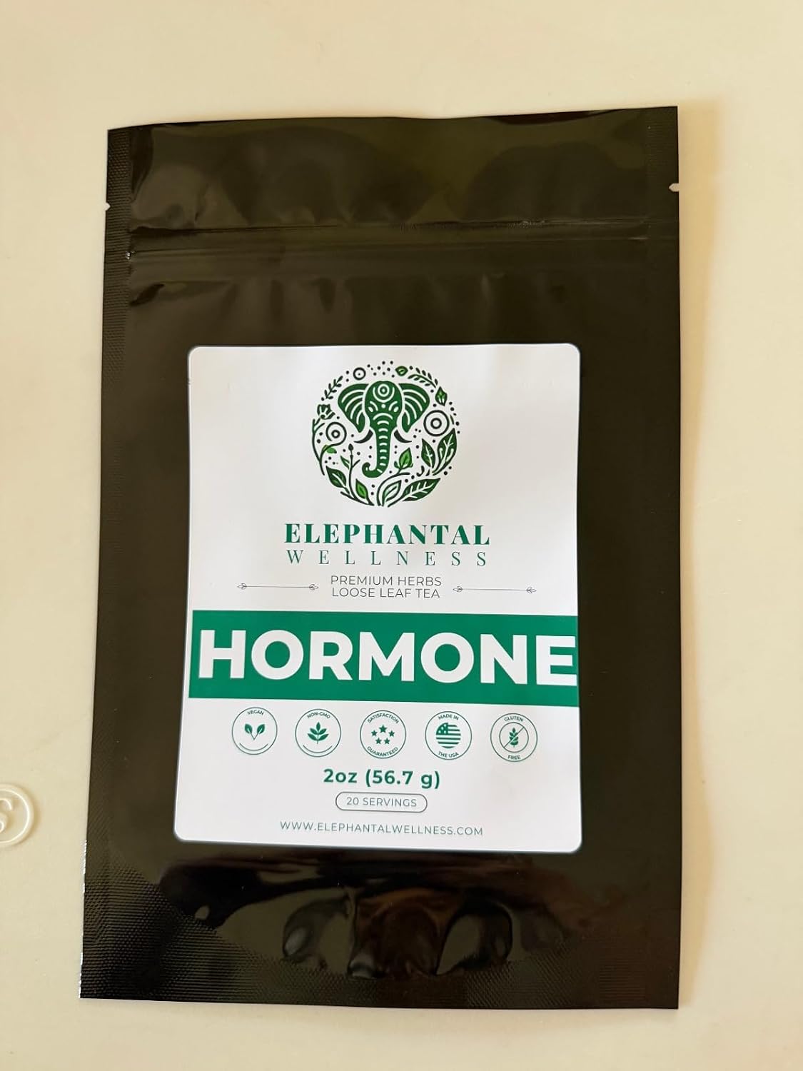 Elephantal Wellness Hormone Herbal Tea Ashwagandha, Vitex, Dong Quai, Shatavari & Raspberry Leaf Caffeine-Free, Non-GMO, 2oz (20 Servings)