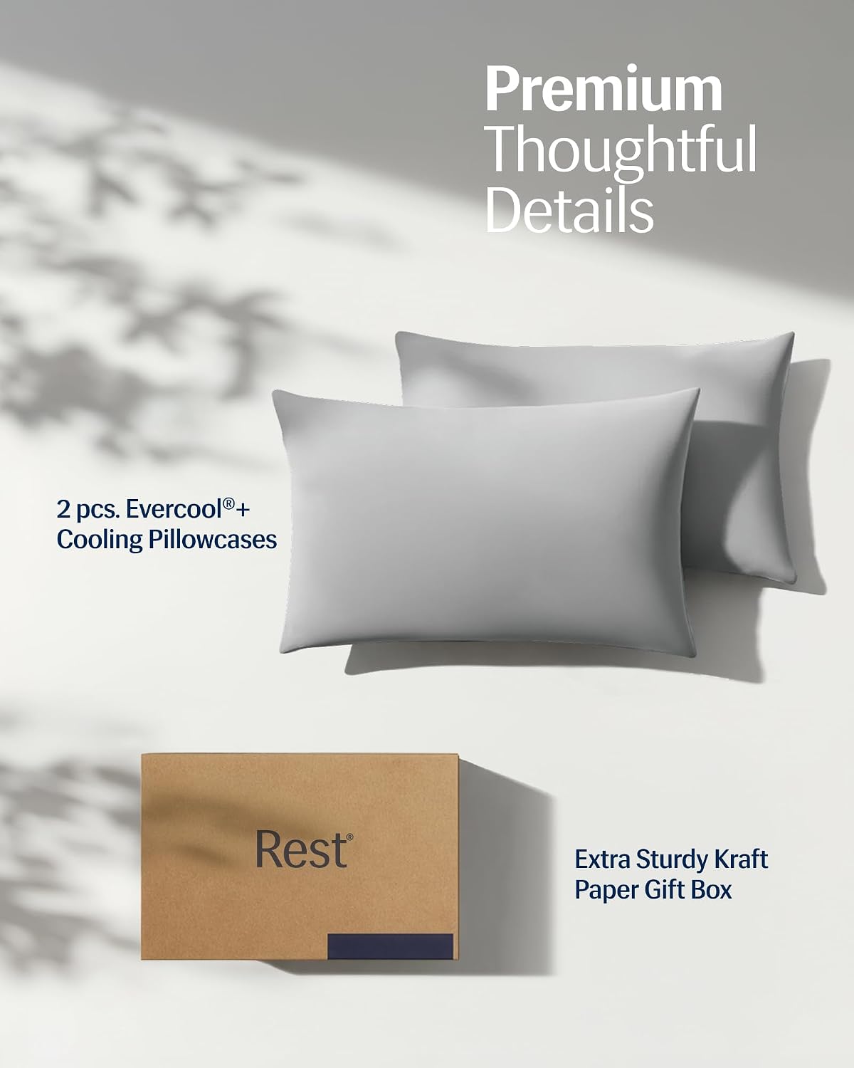 REST® Evercool®+ Cooling Pillowcases for Hot Sleepers, Standard, 2PCS
