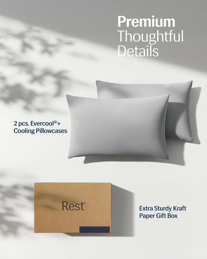 REST® Evercool®+ Cooling Pillowcases for Hot Sleepers, Standard, 2PCS