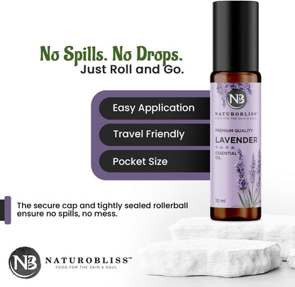 NaturoBliss Lavender Essential Oil with Glass Dropper - 100% Pure and Natural - Essential Oils for Diffuser, Aromatherapy, Soap and Candle Making, Lavender Essential Oil Pure, Lavender Oil, 4 Fl Oz