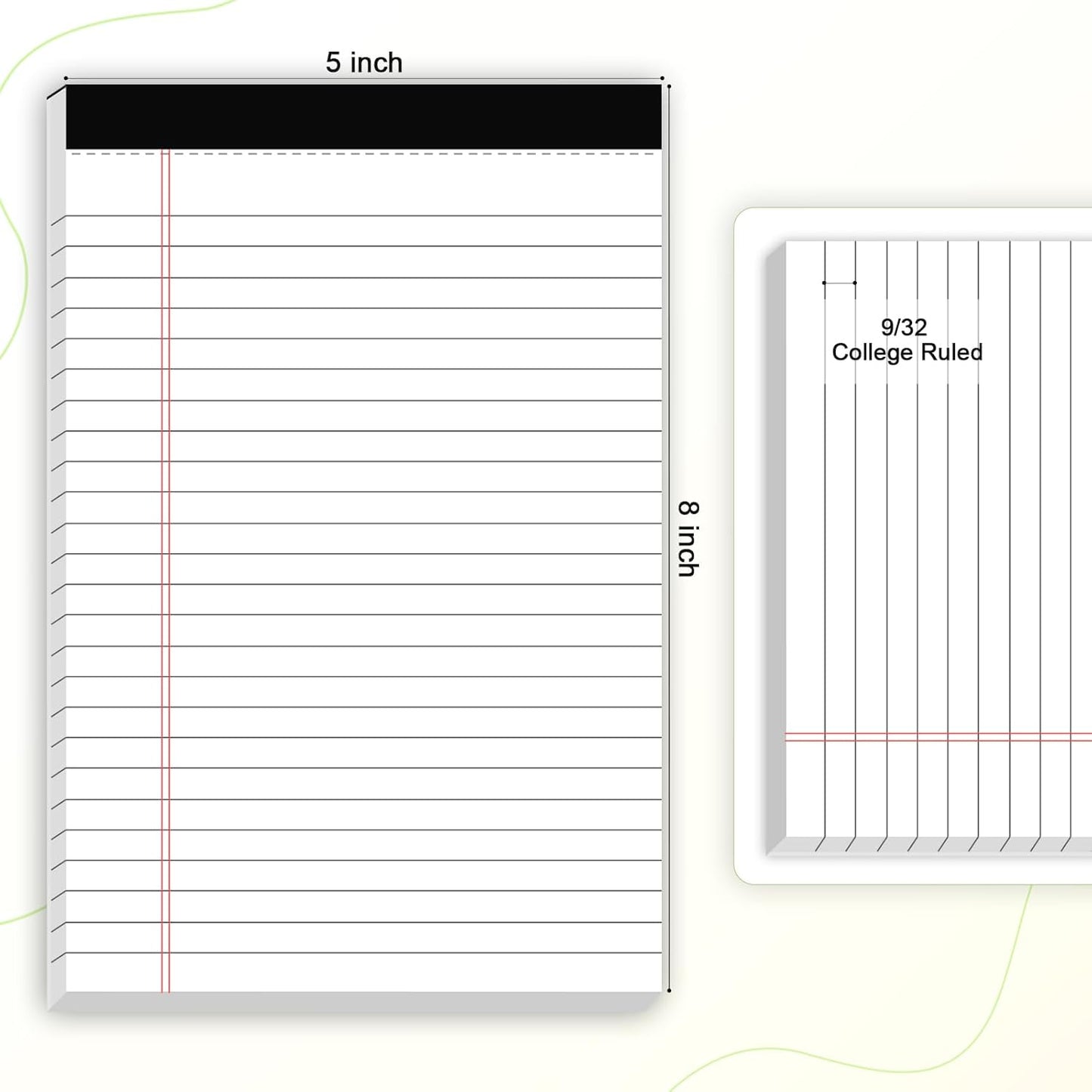 5pcs Small Note Pads 5x8 Notebook College Ruled Legal Pads Color Notepads 5 Pack Study Back Writing Pads 5 x 8 Perforated Narrow Ruled Pads of Paper for School & Office Supplies 30 Sheets/Pack