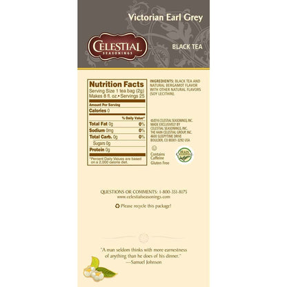 Celestial Seasonings Victorian Earl Grey Black Tea 25 Tea Bags