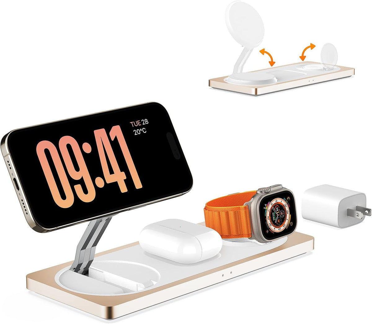 PETINO 3 in 1 Wireless Charging Station for Apple Devices with MagSafe