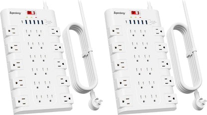 SUPERDANNY Power Strip Surge Protector, 22 AC 6 USB, 2100J, 6.5Ft,1875W/15A