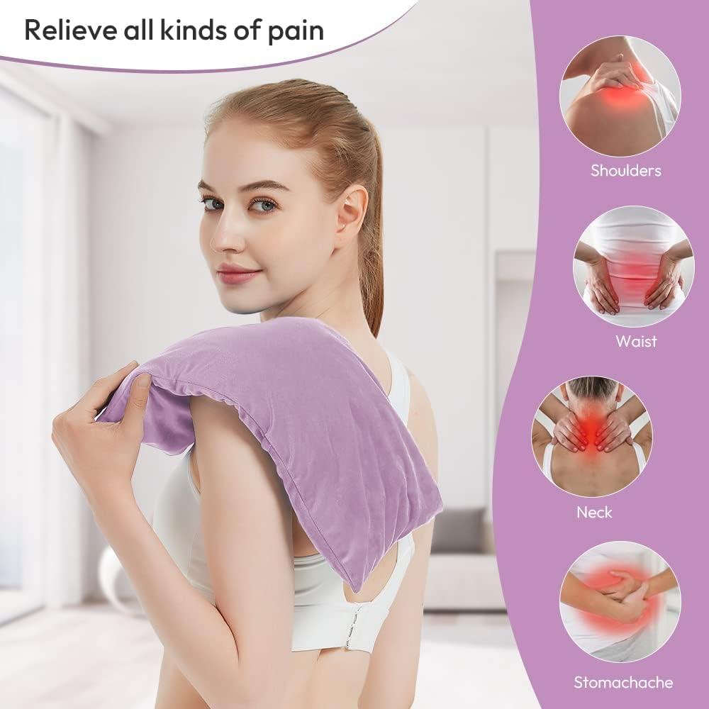 MORLIDEN Neck Heating Pad Microwavable for Shoulders, Warmer Wrap Microwave Heating Pad for Neck and Shoulders for Pain Relief (Navy Blue)