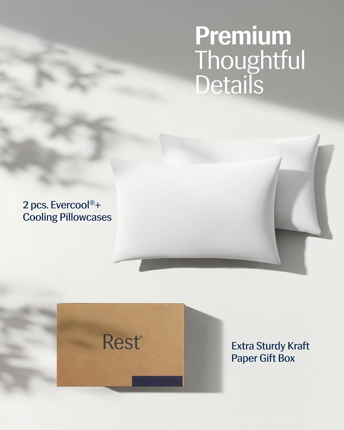 REST® Evercool®+ Cooling Pillowcases for Hot Sleepers, Standard, 2PCS