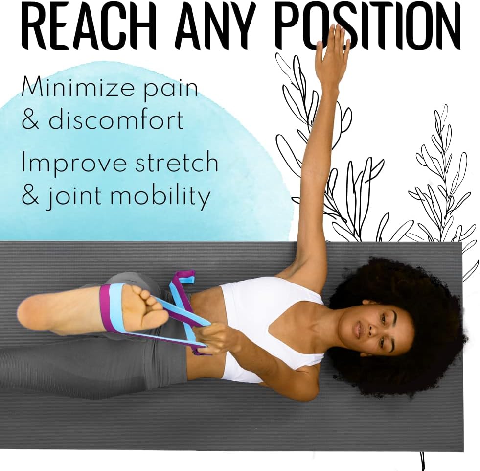 TECEUM 2 IN 1 Yoga & Mat Strap for Stretching – Cotton – 6/8/10 ft