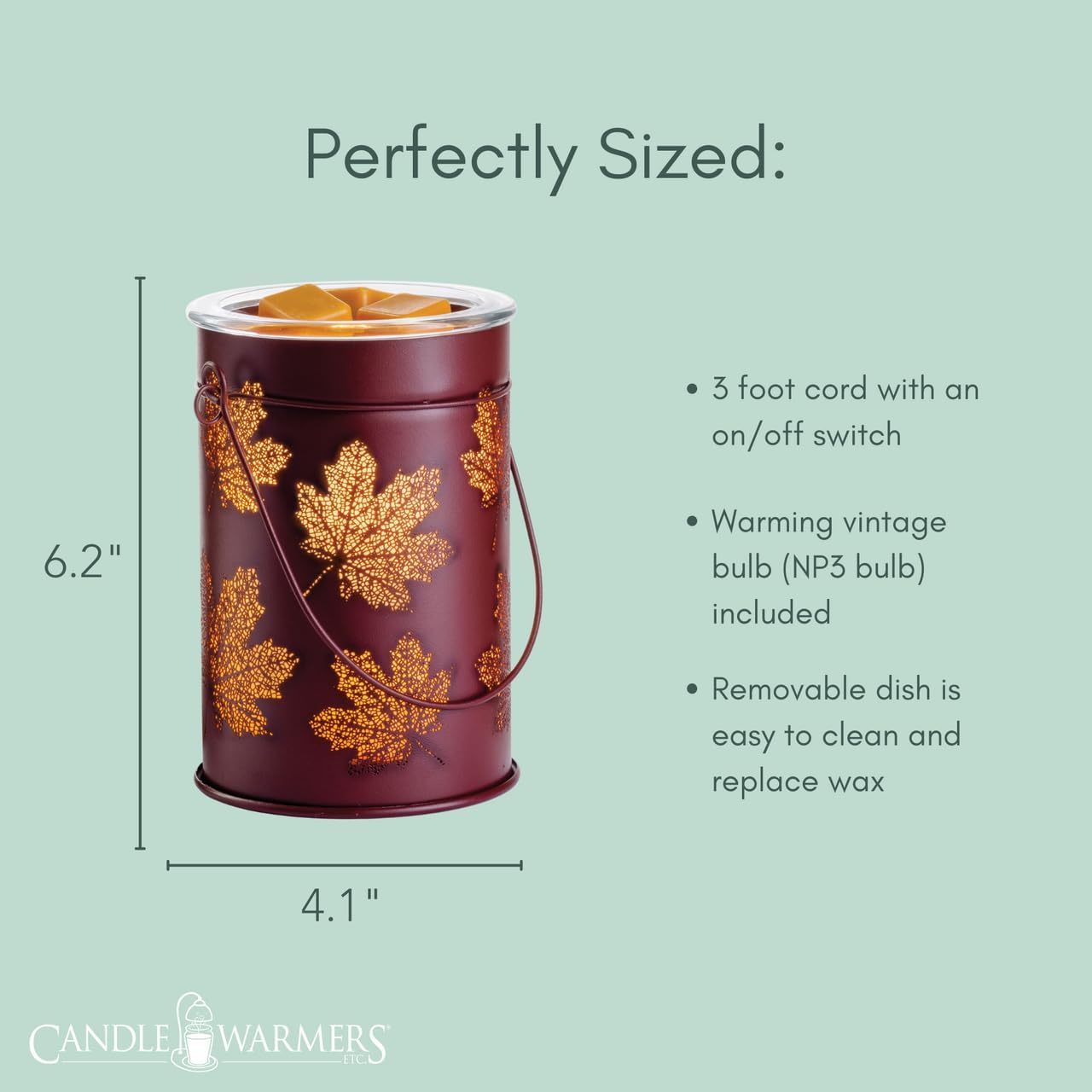 Candle Warmers ETC. Vintage Bulb Illumination Fragrance Warmer- Light-Up Warmer for Warming Scented Candle Wax Melts and Tarts to Freshen Room, Apothecary