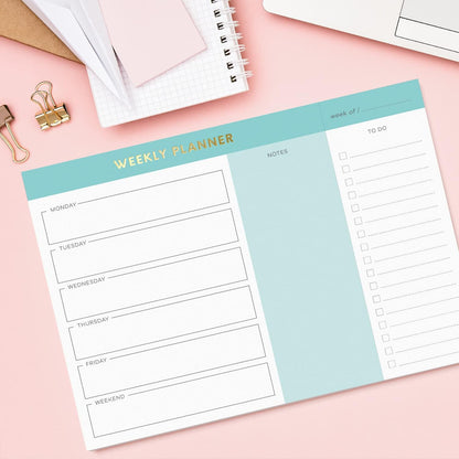 Sweetzer & Orange Weekly To Do List Pad. Gold Foil Weekly Organizer Notepad with Daily Agenda Squares. 7x10” Day Scheduler 2026 - Student Agenda, Work Log, and Checklist Note Pad.