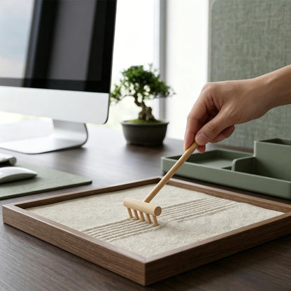 YARNOW 20 Pcs Mini Zen Garden Rake Set, Bamboo Tabletop Sand Tools for Desk Meditation, Small Wooden Accessories for DIY Miniature Craft & Home Decor