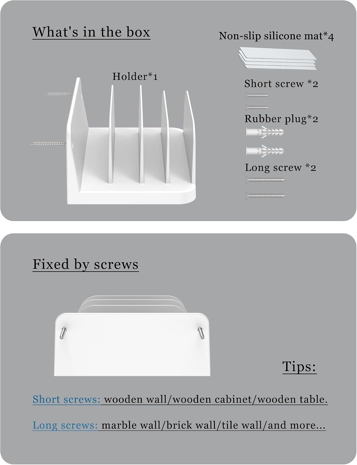 Wall Mount Phone Holder, (White)