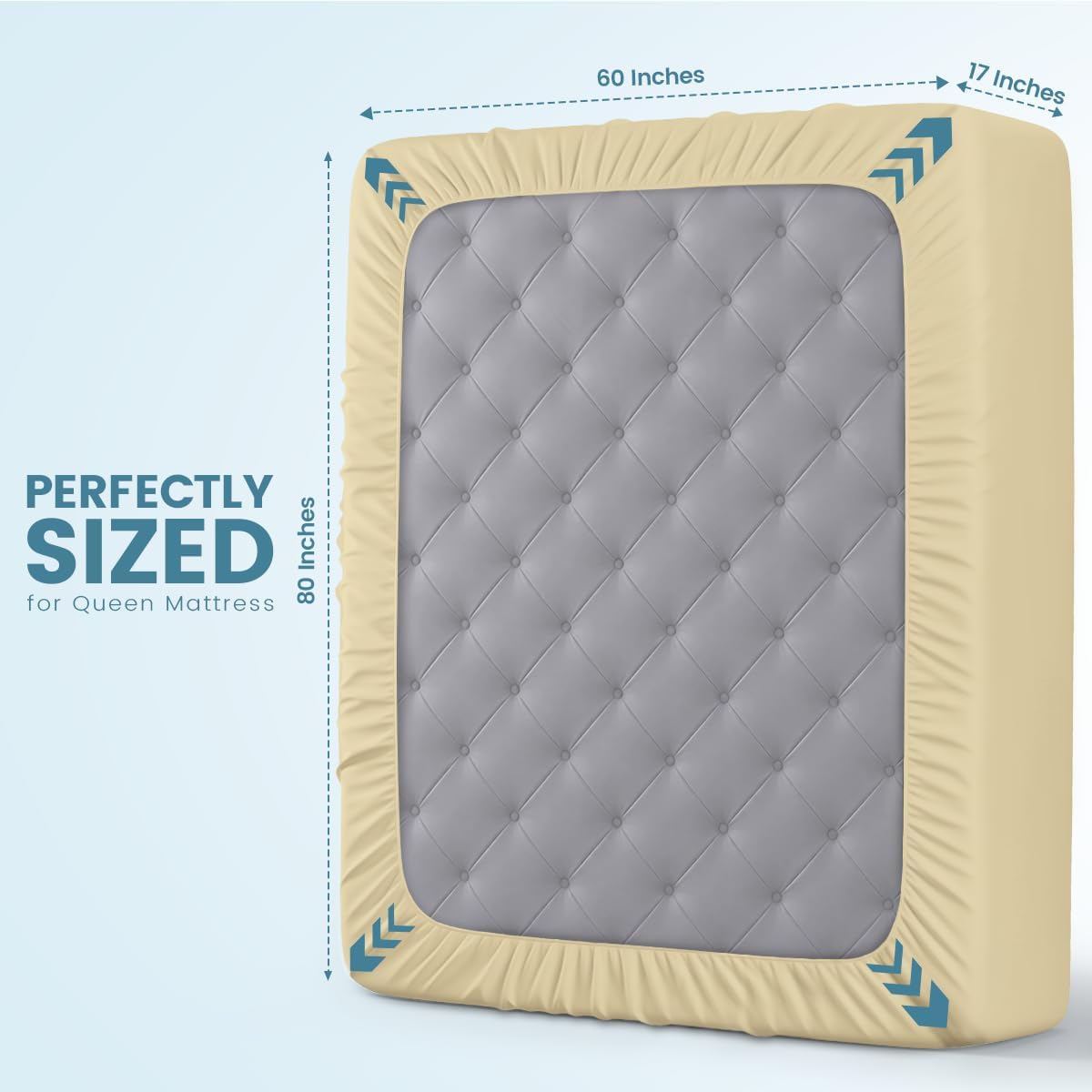 Queen Size Mattress Protector Waterproof, Premium 200 GSM Terry Mattress Cover, Soft & Breathable Bed Cover, Fitted Sheet Style Stretchable Deep Pockets 17" by Utopia Bedding (White)