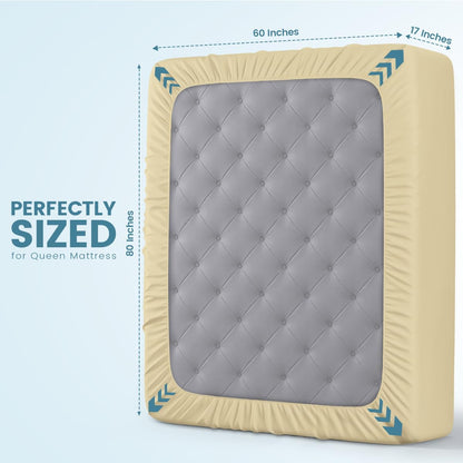 Queen Size Mattress Protector Waterproof, Premium 200 GSM Terry Mattress Cover, Soft & Breathable Bed Cover, Fitted Sheet Style Stretchable Deep Pockets 17" by Utopia Bedding (White)