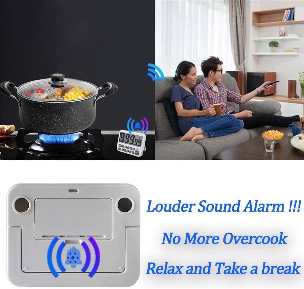 Digital Dual Kitchen Timer, 3-Channel Magnetic Countdown Timer for Cooking