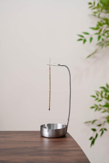 Modern Incense Holder with Flexible Metal Stand, Silver Ash Collector Base, Minimalist Design for Home Meditation and Aromatherapy. (Black + Clip)