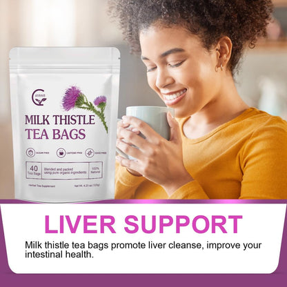 Organic Roasted Dandelion Root Tea with Milk Thistle Tea - Supports Kidney Function and Liver Function, 30 Tea Bags