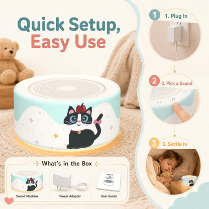 Kipcush White Noise Machine for Baby & Adults, 30 Soothing Sounds, Soft Non-Glare Nursery Lamp, 8 Color Night Lights, Memory Function (Angel V1 White, Standard)