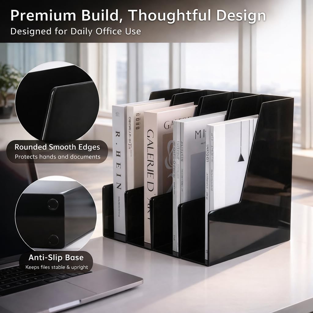 CiWiVOKi Vertical File Holder, PET Desk Organizer, Black