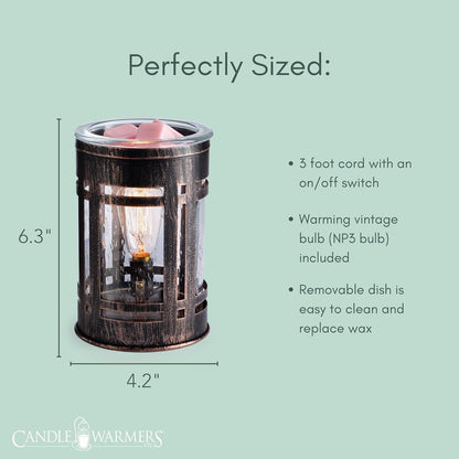 Candle Warmers ETC. Vintage Bulb Illumination Fragrance Warmer- Light-Up Warmer for Warming Scented Candle Wax Melts and Tarts to Freshen Room, Apothecary