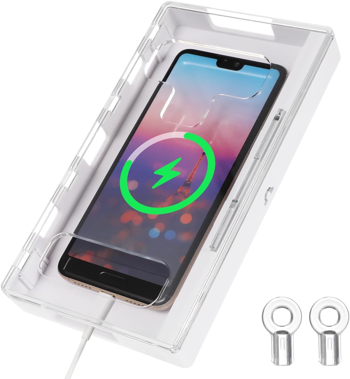 EXCEART Transparent Phone Lock Box with 2 Keys Multi-Purpose Smartphone Safe Lock Box for Students Office Use 7.48X3.93X0.98 Inches Pc Material