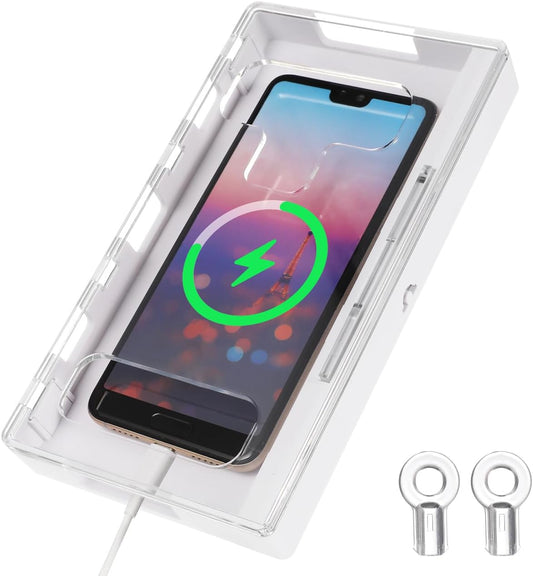 EXCEART Transparent Phone Lock Box with 2 Keys Multi-Purpose Smartphone Safe Lock Box for Students Office Use 7.48X3.93X0.98 Inches Pc Material