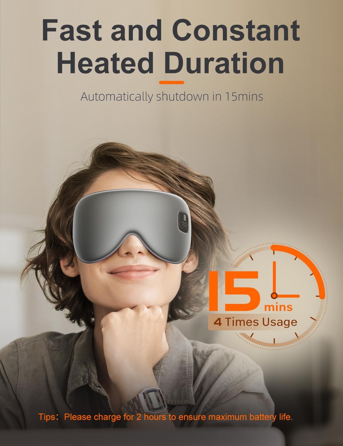 Silk Cordless Heated Eye Mask, Compress Heating Pad for Dry Eye Stye Eye Strain, Electric Warm Eye Mask for Airplane Sleeping, Blackout Eye Mask for Travel, Idea for Women/Men (Silk-Grey)