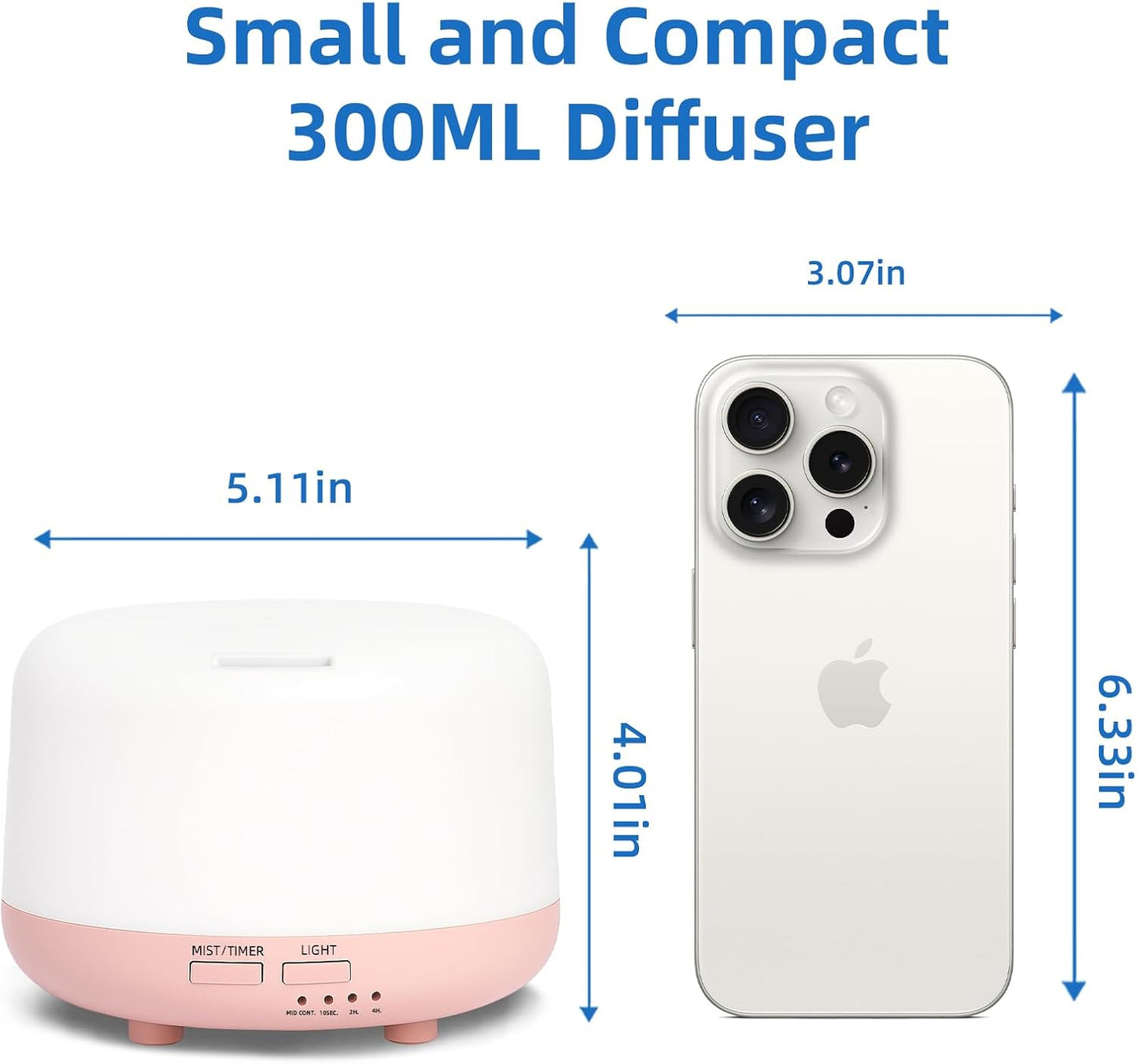 SPLITSKY Aromatherapy Essential Oil Home Diffuser with Remote Control, 300ML Large Room Cool Mist Air Humidifier, 8 Hours Quiet Operation, Timer, 7 Colors LED Night Night，Suitable Home,Yoga.