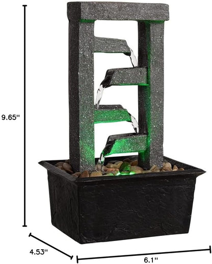 GOSSI Indoor Water Fountain Stump Rain Drop Meditation Desk Fountain Artistic Relaxation Waterfall for Home and Office Decor (22013)