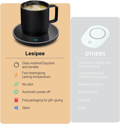Coffee Mug Warmer, Smart Candle Warmer, Electric Cup Warmer with Aluminum Metal Panel for Office, Desk Accessories, Electric Beverage Warmer for Cocoa, Milk, Coffee Gifts for Dad