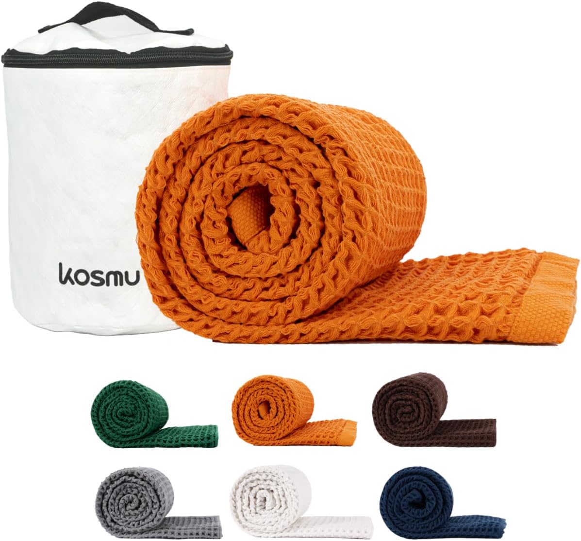 Luxury Organic Japanese Cotton Hair Drying Waffle Towel Wrap for Women | Absorbent, Quick-Dry Head Turban for Shower, Sauna, Spa | Extra Large for Long, Curly, Straight Hair With Button (White, 1 Pc)