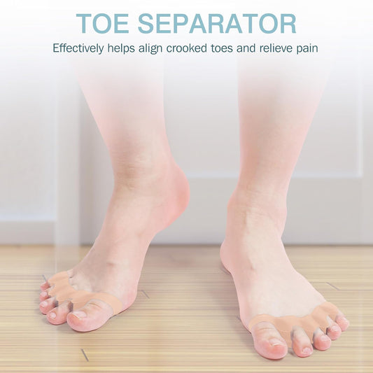 KTSAY Toe Spacers for Women & Men - Silicone Toe Separators for Bunion Relief, Hammer Toe, Plantar Fasciitis & Pedicures（2pcs,Blue）