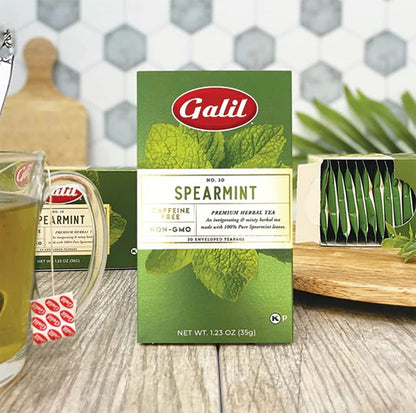 Galil Spearmint Tea – Caffeine-Free Herbal Tea, Certified Kosher Tea – Non-GMO Spearmint Teabags 20 Count, 60 Tea Sachets Total (Pack of 3)