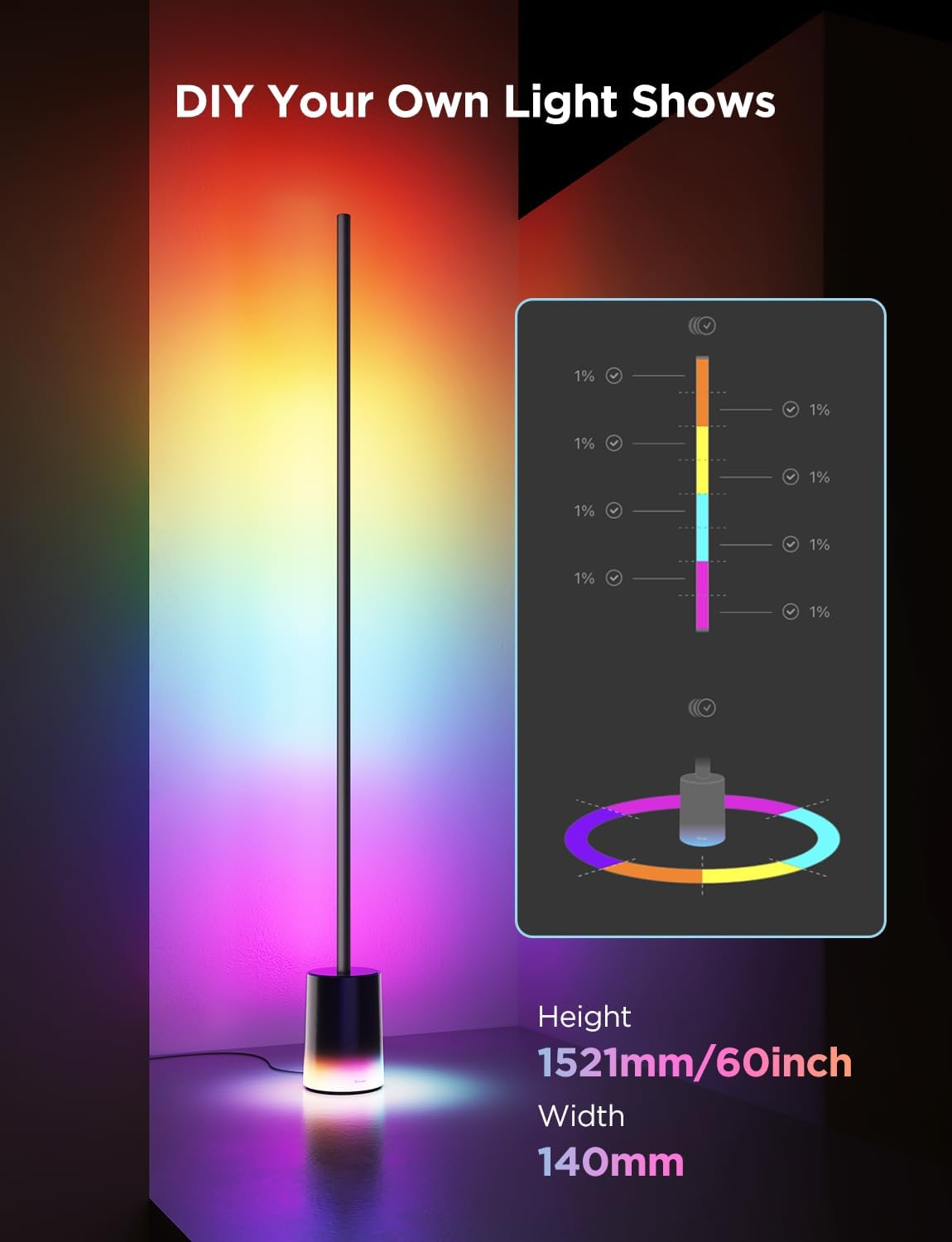 Govee Floor Lamp 2, RGBIC Smart Floor Lamp for Living Room, Bedroom