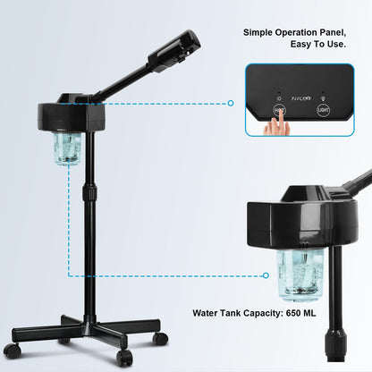 Professional Facial Steamer, Face Steamer with Hot Mist, Esthetician Facial Steamer Salon Spa Beauty Skin Care Equipment
