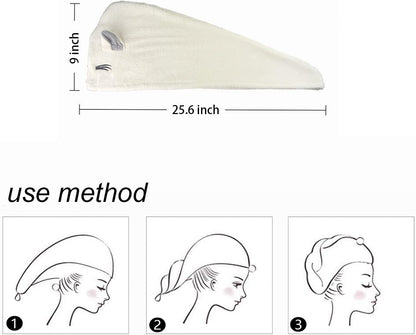 Kids Hair Towel wrap for Girls with cat Ear,Microfiber Hair Towel Quick Drying Hair for Women and Kid Girls,Super Absorbent Quick Dry Bath Shower Dry Head Turban with Button