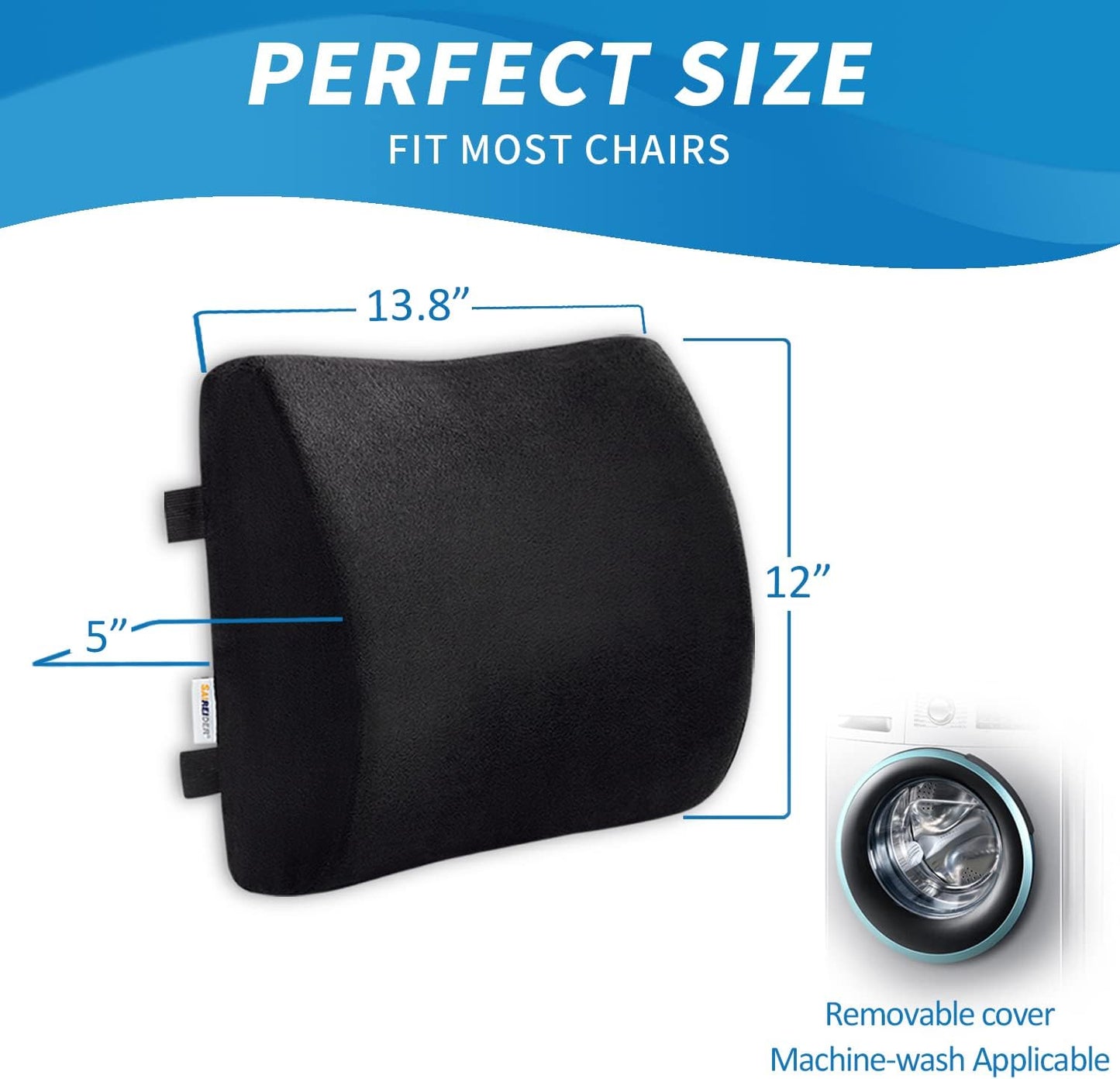 SAIREIDER Seat Cushion and Lumbar Support Pillow for Office Chair, Memory Foam Car Seat Cushions Back Support Pillows, Help Relieve Pain of Back, Lumbar, Tailbone and Sciatic Nerve（Black）