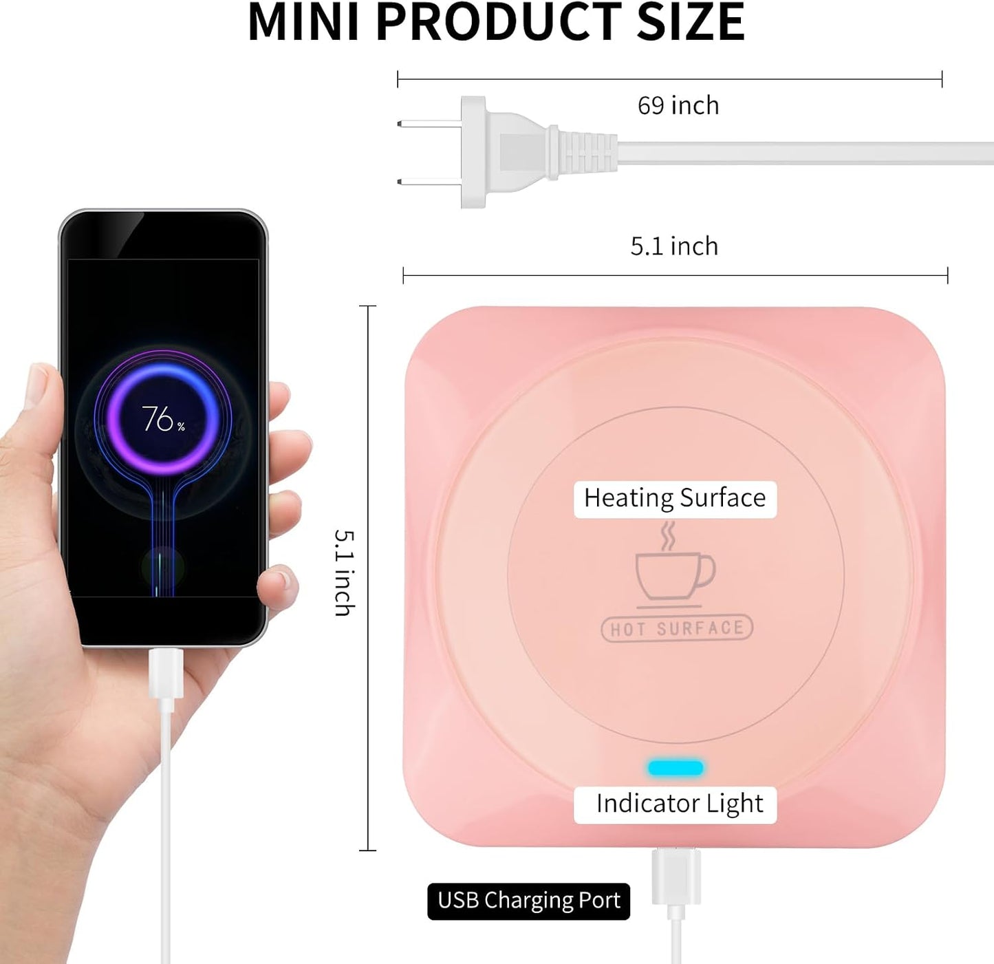 Coffee Mug Warmer, Smart USB Coffee Cup Warmer with Pressure-Induced Auto On/Off, Coffee Accessories for Home Office Desk